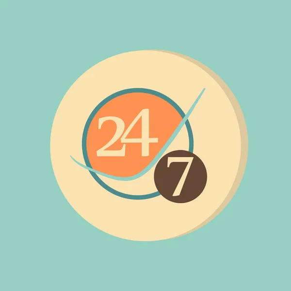 Teken 24-7. symbool — Stockvector