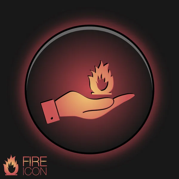 Hand holding  fire sign. — Stock Vector