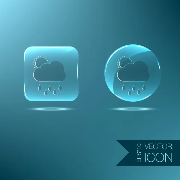 Pluie nuageuse avec icône météo soleil — Image vectorielle