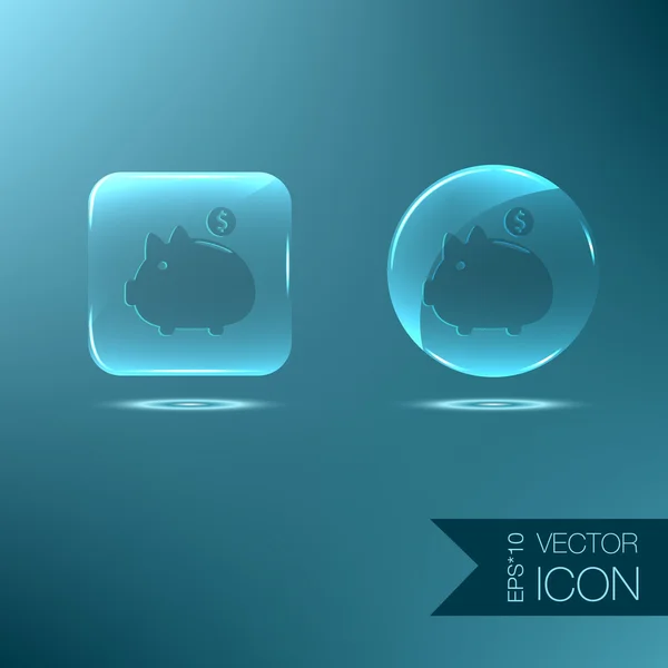 Piggy banco ícone azul — Vetor de Stock