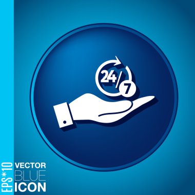 bir karakter 24 7 tutan el.