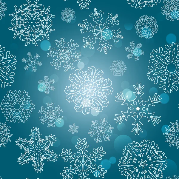 Flocos de neve Textura sem costura de inverno — Vetor de Stock