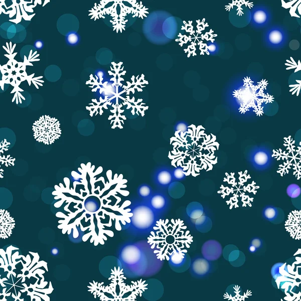 Copos de nieve Invierno textura sin costuras — Vector de stock