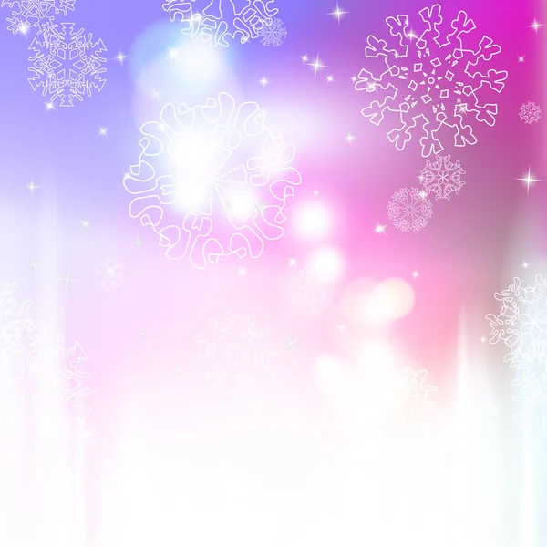 新年は、雪の結晶の背景をぼかし — ストックベクタ