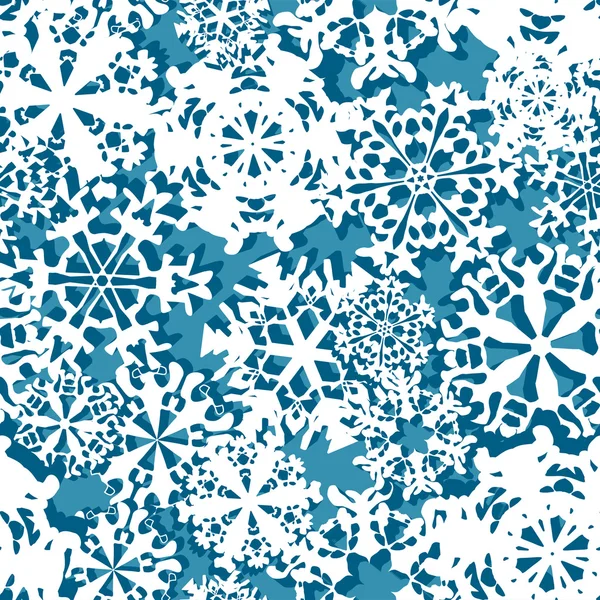 Copos de nieve Invierno textura sin costuras — Vector de stock