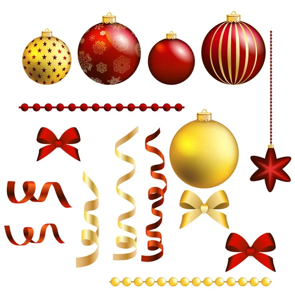 Bola decorativa de Navidad y conjunto de cinta — Vector de stock