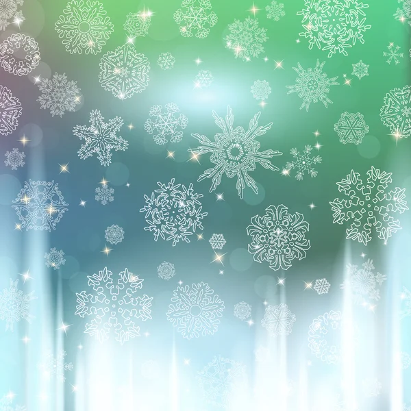 Νέο έτος θάμπωμα φόντου με νιφάδες χιονιού — Διανυσματικό Αρχείο