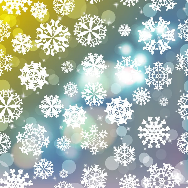Nya året oskärpa bakgrund med snöflingor — Stock vektor