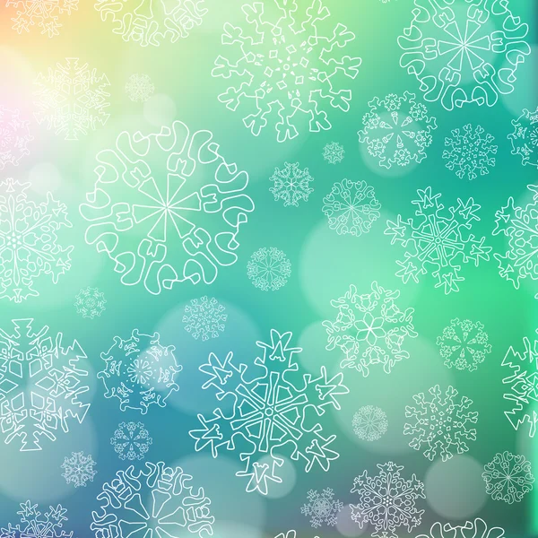 Año nuevo fondo borroso con copos de nieve — Vector de stock