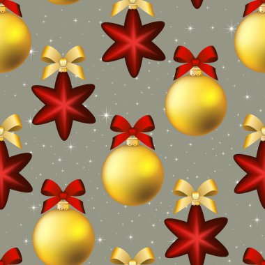 Topu ile yeni yıl desen. Yay ile Noel duvar kağıdı 