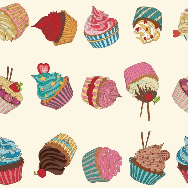 Cupcake pattern — Stock Vector