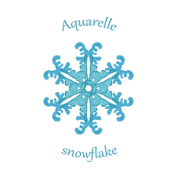 Aquarelle śnieżynka, ręcznie rysowane akwarela zima symbol — Wektor stockowy
