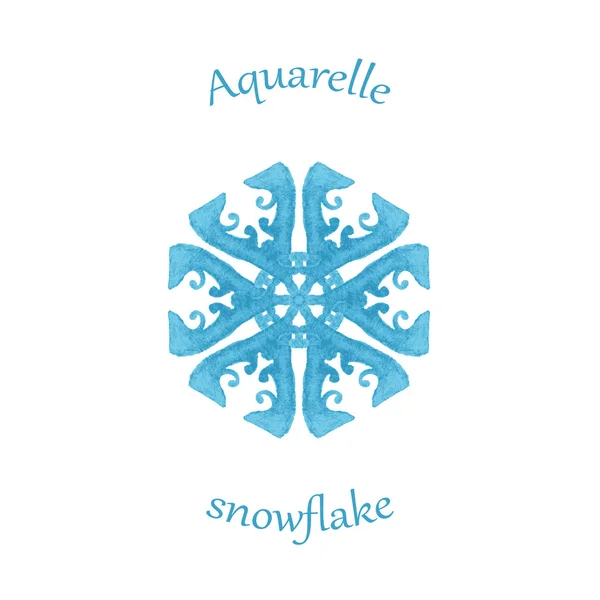 アクワレル スノーフレーク、手描き水彩冬のシンボル — ストックベクタ