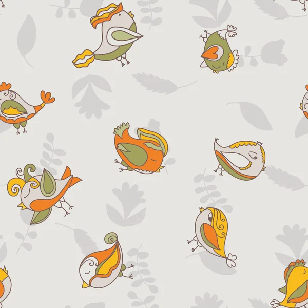 Bloemen en vogels patroon — Stockvector