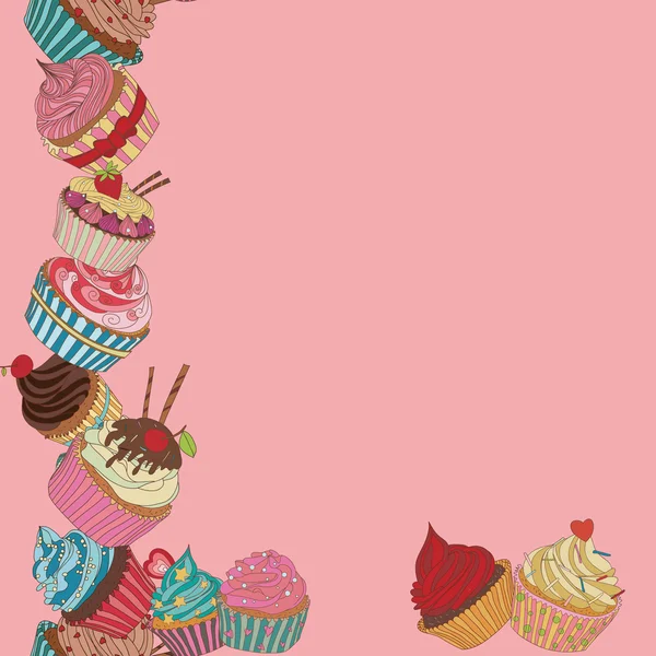 Cupcake border pattern — Stock Vector