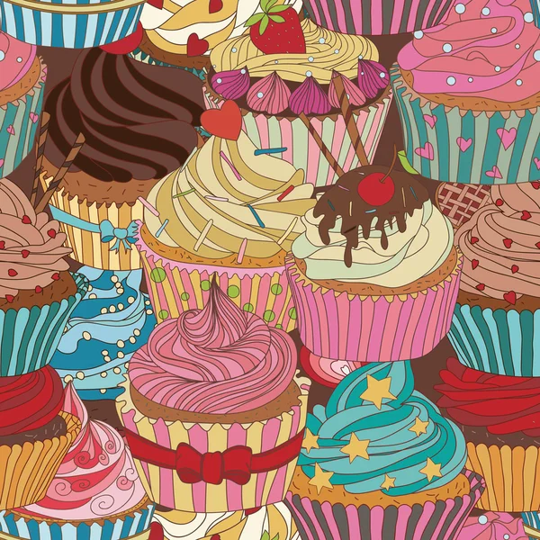 Cupcake patroon — Stockvector