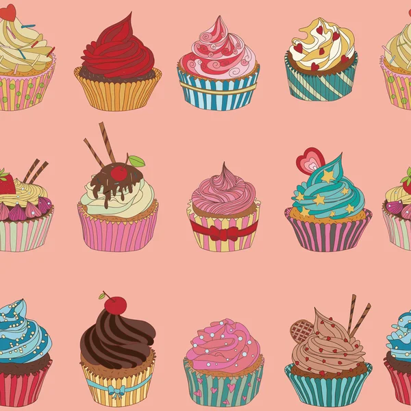 Cupcake mönster — Stock vektor