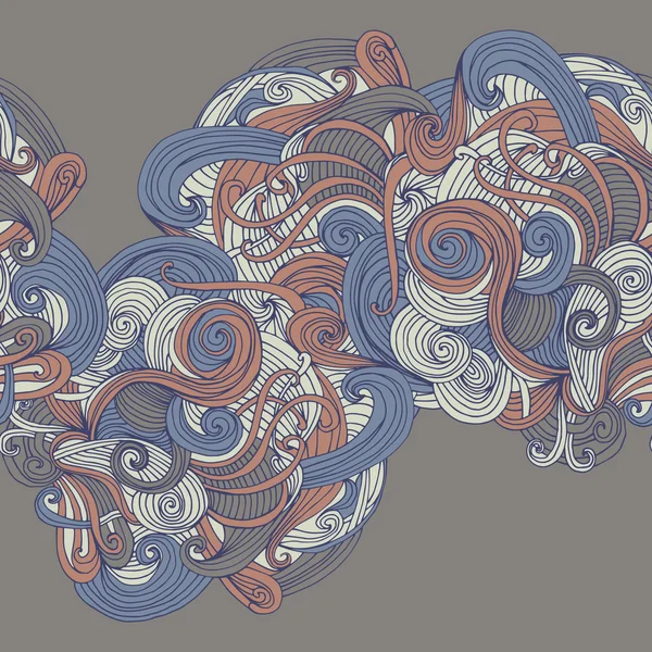 抽象的なシームレスな手描き波パターン. — ストックベクタ