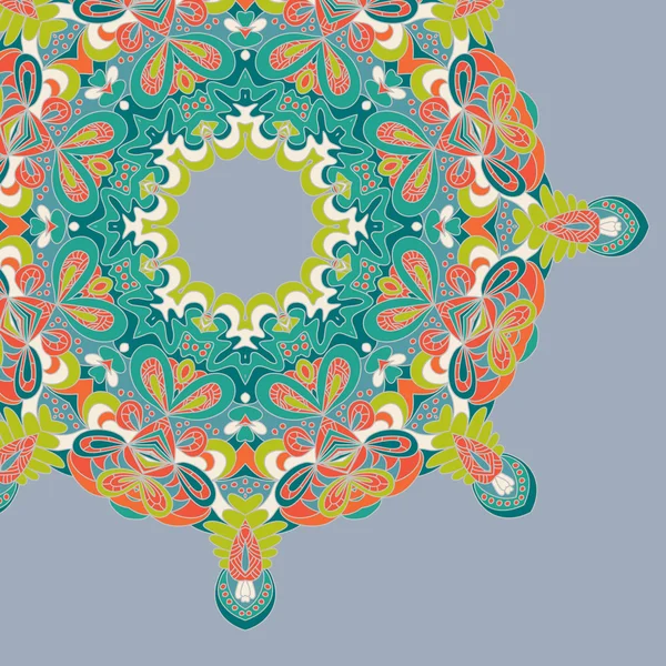 Cercle dentelle dessinée à la main fond abstrait. Carte d'ornement. motif rond ornemental — Image vectorielle