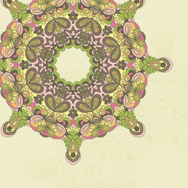 Cercle dentelle dessinée à la main fond abstrait. Carte d'ornement. motif rond ornemental — Image vectorielle