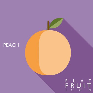 Şeftali düz simge tasarlamak uzun gölge ile