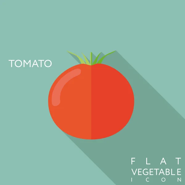 Ilustración de icono plano de tomate con sombra larga — Vector de stock