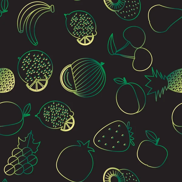 Fruit seamless pattern. The image of fruits and berries — Stock Vector