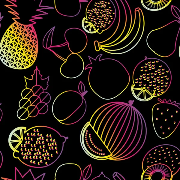 Fruit seamless pattern. The image of fruits and berries — Stock Vector