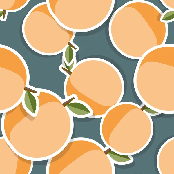 Pola buah persik. Tekstur mulus dengan buah persik matang - Stok Vektor