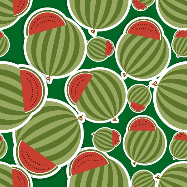 Watermelon pattern. Seamless texture with ripe watermelons — Stock Vector