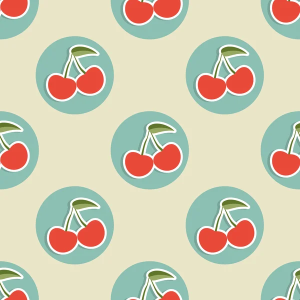 Patrón de cereza. Textura perfecta con cerezas rojas maduras — Vector de stock