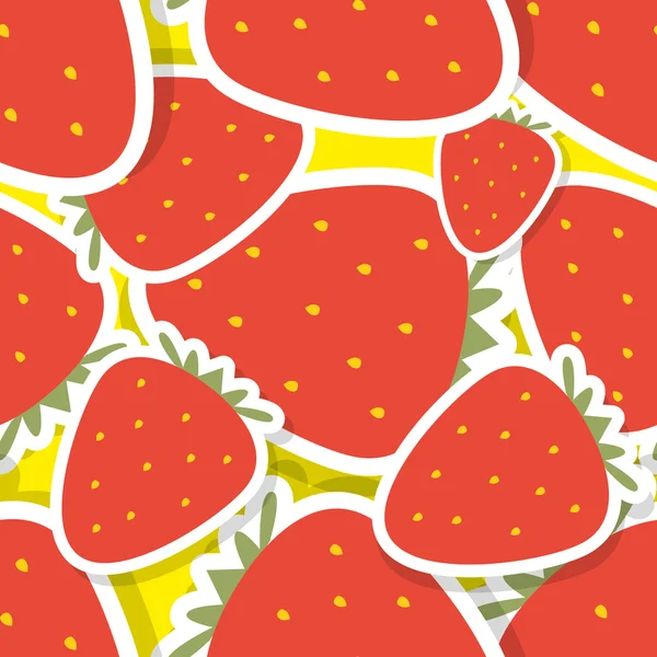 Strawberry pattern. Seamless texture with ripe red strawberry — Stock Vector