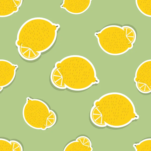 Шаблон лимона. Бесшовная текстура с спелыми лимонами — стоковый вектор