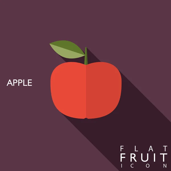 Apfel flache Ikone Illustration mit langem Schatten — Stockvektor
