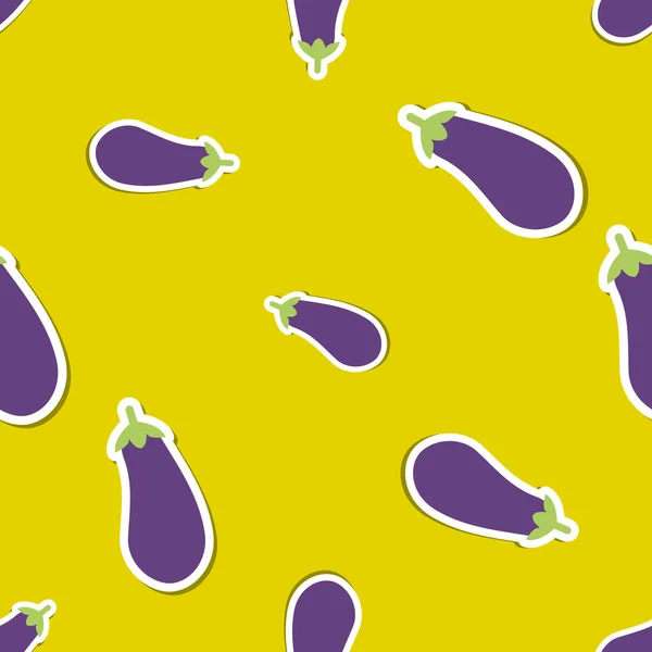 Eggplant pattern. Seamless texture with ripe eggplants — Stock Vector