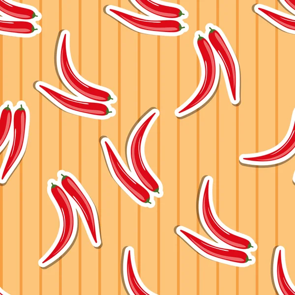 Hete peper patroon. Naadloze textuur met rijpe paprika — Stockvector
