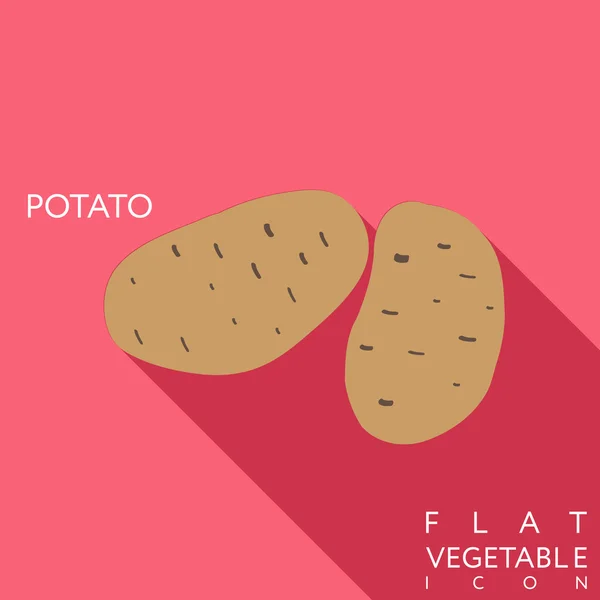 Kartoffel flache Ikone Illustration mit langem Schatten — Stockvektor
