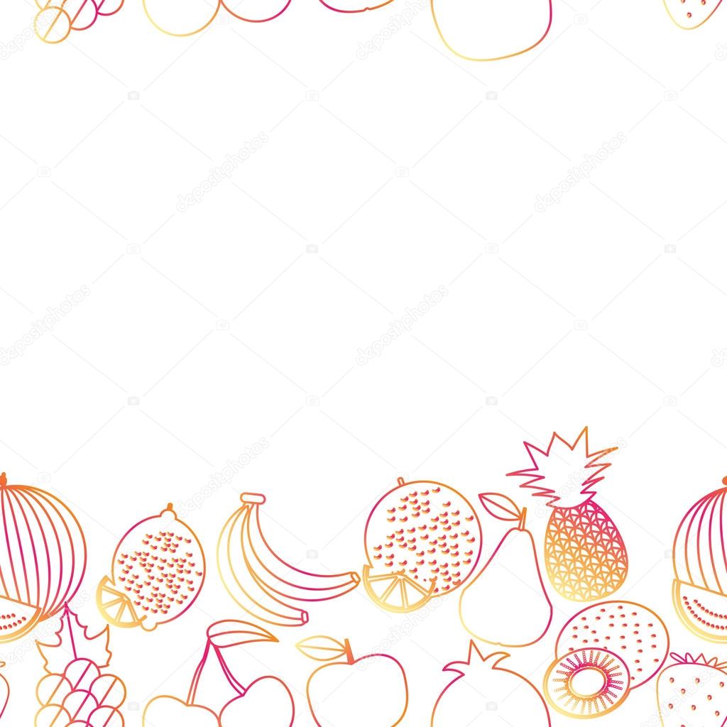 Fruit seamless border pattern. The image of fruits and berries