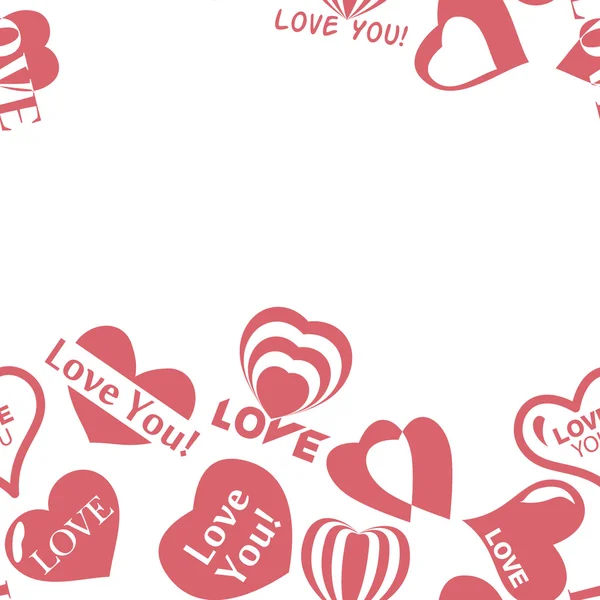 Hart patroon op de dag van Valentijnskaarten. Naadloze frame grens textuur met hart — Stockvector