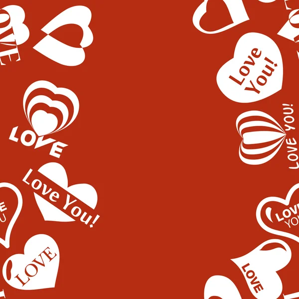 Patrón del corazón para el Día de San Valentín. Textura de borde de marco sin costuras con corazones — Vector de stock