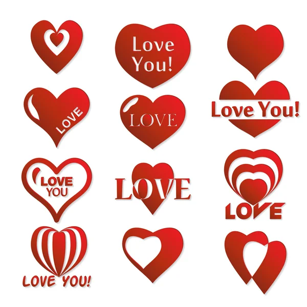 Hjärta ikon. Uppsättning av Valentines ikonen — Stock vektor
