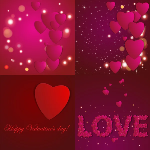 Alla hjärtans dag. Abstrakta pappershjärtan. Kärlek. Valentine bakgrund med hjärtan — Stock vektor