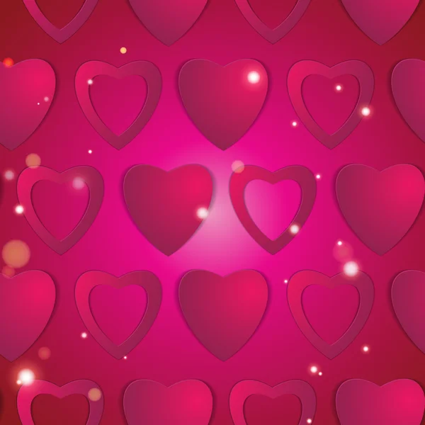 バレンタインデー。抽象的な紙の心。愛だ。ハートのバレンタインの背景 — ストックベクタ