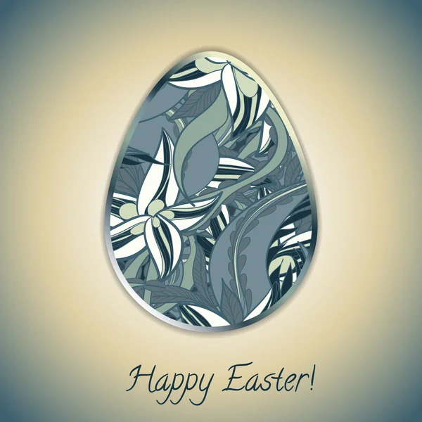 Easter egg wenskaart met abstract hand getrokken ornament. — Stockvector