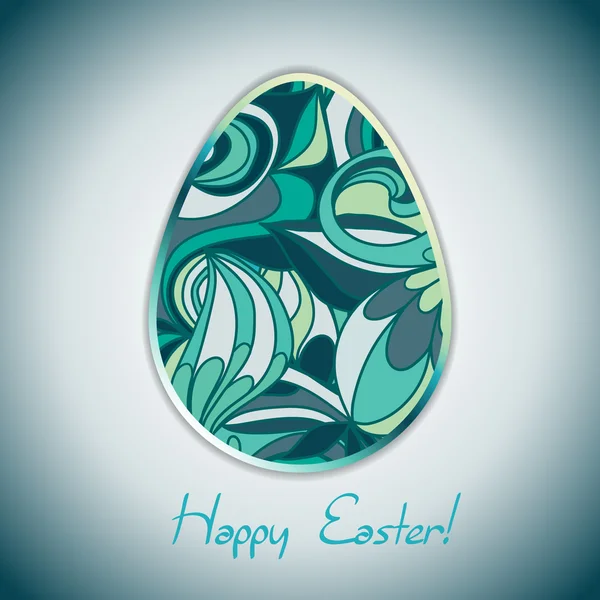 Easter egg wenskaart met abstract hand getrokken ornament. — Stockvector