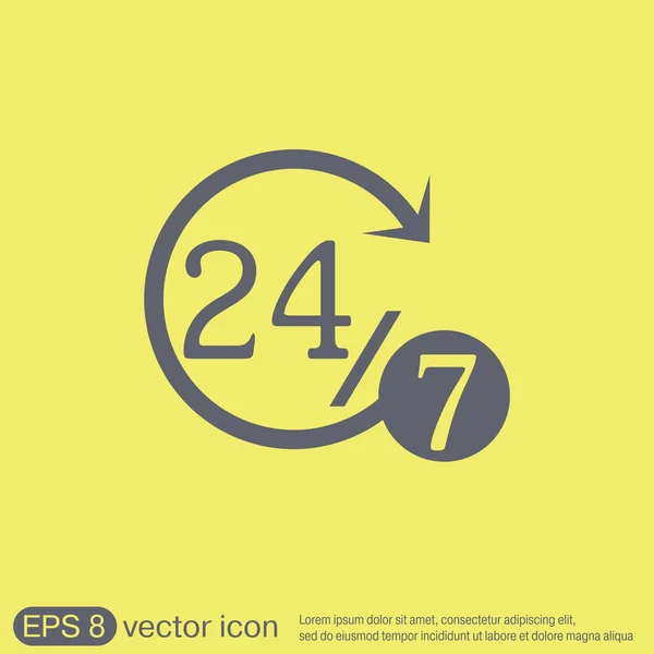 24 uur 7 dagen open het pictogram — Stockvector