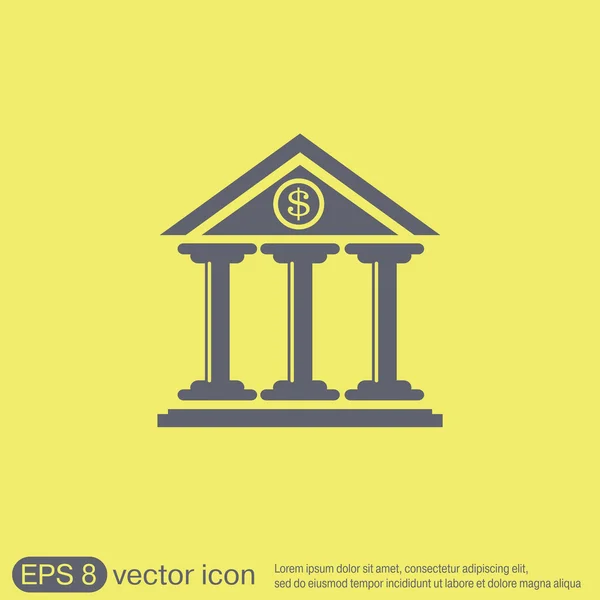 Bank building, finance icon — Stock Vector