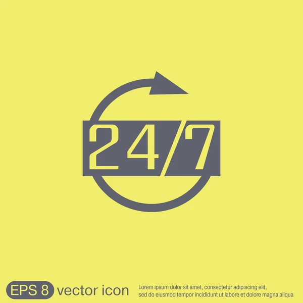 24 horas 7 días icono abierto — Vector de stock
