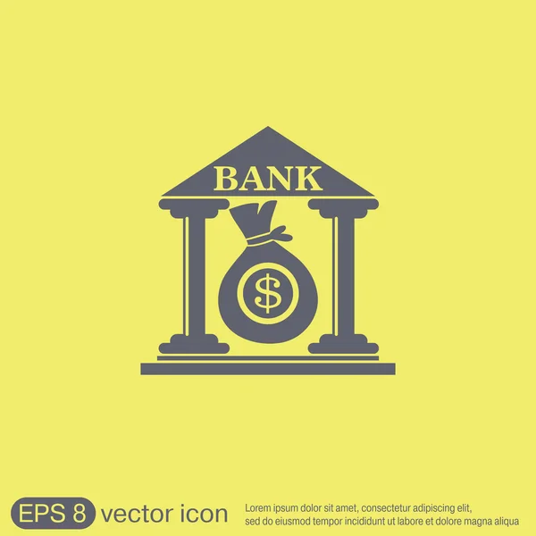 Bank building, finance icon — Stock Vector