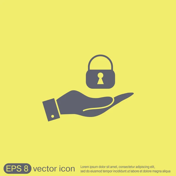 Hand holding   padlock — Stock Vector